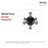 A black sphere is placed inside a clear cube, demonstrating the sturdy and powerful packaging of a mini 3x3 speed cube.