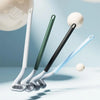 A golf-style silicone toilet brush with a self-opening holder shown in various colors and angles.