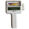 A white digital water quality tester for pH and chlorine, featuring a scale for ideal levels.