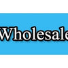 A rectangular blue banner with the word Wholesale written in black text.