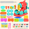 A set of 38 fruit vegetable noodle machine parts and various clay play tools including molds and storage bottles