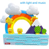 A colorful rainbow water slide bath toy set featuring ducks, light, and music.