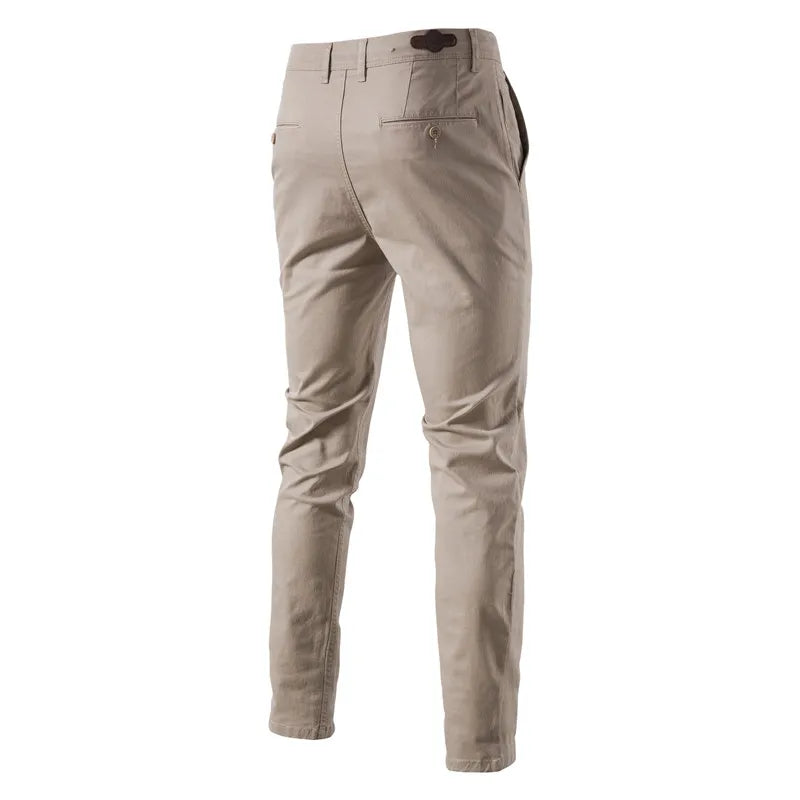 Ljusa beige slimfit stretchbyxor i bomull för män