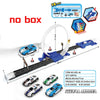 A set of metal model stunt cars and a racing track with launchers for DIY car racing.