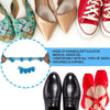 A collection of soft gel toe separators in various colors and styles, including a blue separator and red shoes.