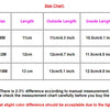 Size chart for baby ankle booties showing length measurements in centimeters and inches.