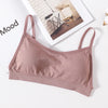 A mauve seamless U-back bralette with removable pads displayed on a white background.