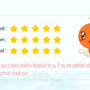 A rating scale showing five yellow stars for Item as Described, Communication, and Shipping Speed next to an orange cartoon a