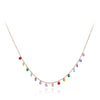 Collar de cadena de oro delicado con cristales CZ coloridos y varias piedras de colores