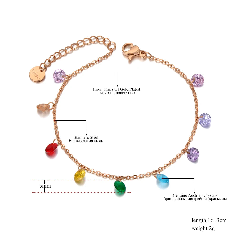 Collar de acero inoxidable bañado en oro con cristales austriacos y colgantes de CZ