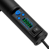 A close-up view of a black digital hot air rework station with a blue LED display showing 300.0 C/F cal.
