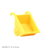Yellow plastic city traffic building blocks set featuring vehicles and a trailer.