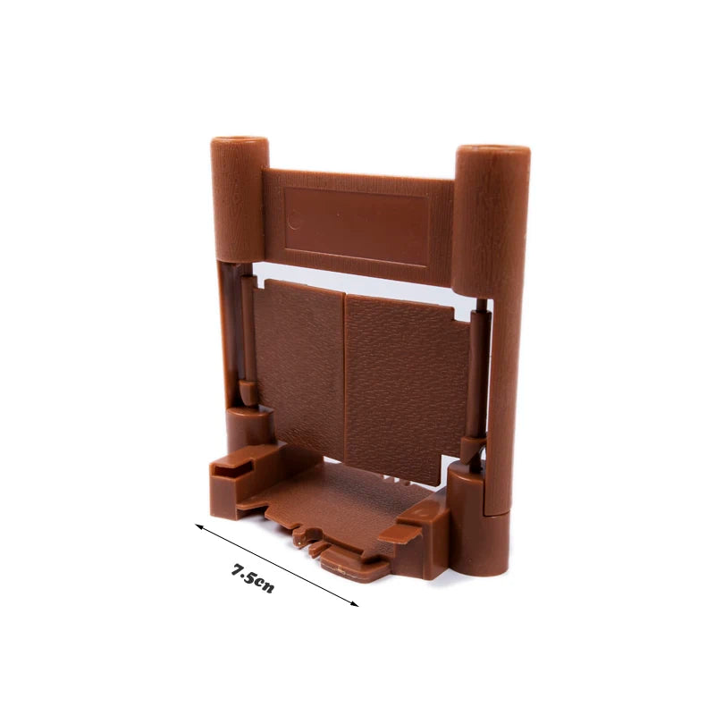 A brown magnetic race track set featuring ramps and bridges.