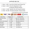 A table detailing shipping and tax options for various orders, including costs and delivery times for different courier servi