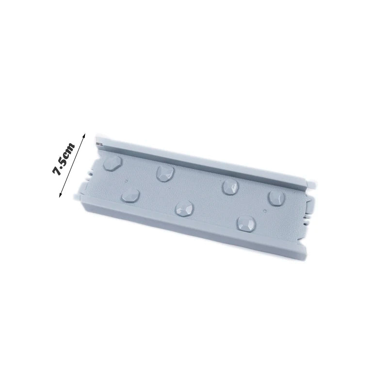 A white magnetic race track set featuring ramps and bridges, with a dimension of 7.5 cm.