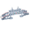 A gray magnetic race track set featuring ramps and bridges for building and racing.