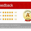 A feedback form titled Feedback with ratings for Item as Described, Communication, and Shipping Speed.