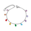 Collar gargantilla de cadena plateada con colgantes de cristal y CZ de colores.