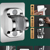 Installation guide showing the assembly of a large 6-mode high-pressure shower head with a rotatable panel.