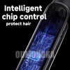 Närbild på ett svart hårstylingverktyg med intelligent chipstyrning för hårskydd.