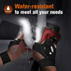 A person is using LED fingerless gloves with a built-in flashlight to clean or work near a faucet.