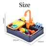 Orange kids pretend play kitchen sink set with running water and various plastic food items