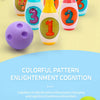 A colorful pattern enlightenment cognition set featuring bowling pins shaped like animals and numbers for children.