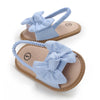 Light blue baby girl's non-slip flower sandals with a bow detail
