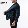 Camisa de vestir azul petróleo oscuro para hombre, con cuello y cierre de botones, en modelo.