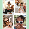A collage of children wearing polarized UV400 sunglasses in various outdoor settings.