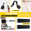 A set of fitness accessories including a door lock, exercise bands, and ankle straps for muscle groups.