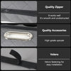 Close-up view of a car center console organizer featuring a quality zipper, accessories, and Velcro fastening for easy instal