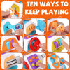 Ten ways to keep playing with a Montessori busy board cube sensory activity toy for toddlers