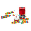 A red bead grabbing board game set with a bell and colored beads for two players