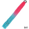 A pre-braided ponytail extension featuring a gradient color transition from pink to blue with an elastic band.