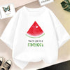 White kids t-shirt featuring a red watermelon slice graphic with the text You're one in a melon