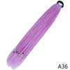 A gradient purple pre-braided ponytail extension with an elastic band and colorful accents.
