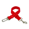 Arnés de seguridad rojo ajustable para mascotas en el coche con clip y correa de metal