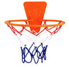 Orange low-noise high-bounce training basketball hoop with a white net.