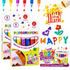 A set of colorful popcorn pens and related tools for drawing, crafts, and cards.