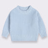 Light blue knitted long-sleeve pullover sweater for kids