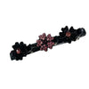 Clip de pelo negro trenzado de doble capa con adornos florales rosas