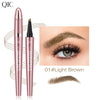 Ensemble de stylos waterproof QIC pour microblading des sourcils en brun clair, avec gros plan détaillé d'un applicateur