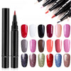 A collection of gel polish nail art colors shown in various shades and finishes.