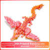 Figurilla de pterosaurio impresa en 3D con escamas vibrantes rosas y naranjas.