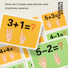 A set of double-sided arithmetic cards showing addition and subtraction problems for easy learning.