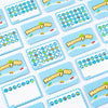 A collection of blue memory flip cards featuring various colorful animal and nature images.