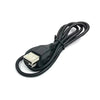 Black USB 2.0 to Mini-USB cable used for connecting cameras and MP3 players.