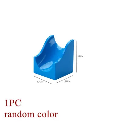 A single blue marble run building block piece with dimensions 3.2cm by 3.2cm and a height of 3.6cm.