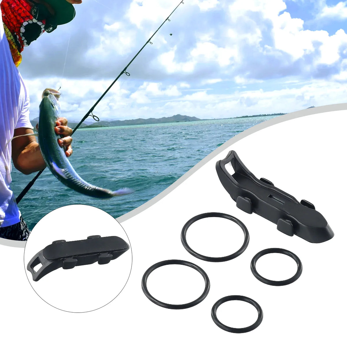 Black magnetic bait hanger with non-slip rubber pads for fishing rods and lines